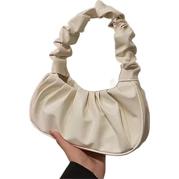 Kabelka Stylová kabelka přes rameno s volánkem z eko-kůže krémová