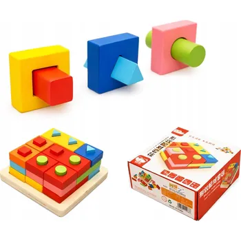 Dřevěná hračka DŘEVĚNÁ VKLÁDACÍ HRAČKA - TŘÍDIČ TVARŮ A BAREV - MONTESSORI - OLFed