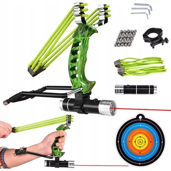 Bezpečnostní kamera Silný skládací prak s laserovým zaměřovačem pro lov + 100 kuličky