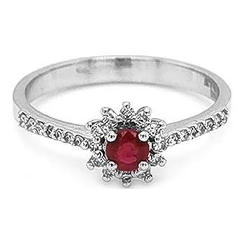 Prsten Zlatý Prsten s Rubíny a Diamanty 2010574