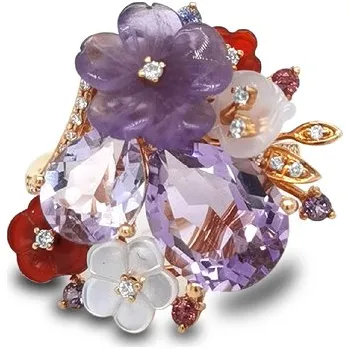 Prsten Zlatý Prsten Polodrahokamy a Diamanty 2011598