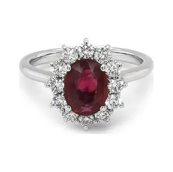 Prsten Zlatý Prsten s Rubínem a Diamanty 2011582