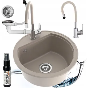 Granitový dřez Jednokomorový granitový dřez Milo Oval béžový