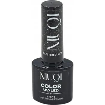 Přípravek na nehty Niuqi Hybridní lak na nehty UV/LED Glitter Black 5ml