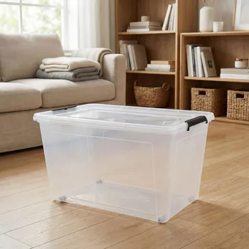 Úložný box Úložný box s víkem na kolečkách MOXOM SIMPLE STORE 60 l průhledný