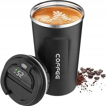 Termohrnek AG369G TERMOHRNEK NA KÁVA ČAJ CHYTRÁ TERMOSKA NEPROPUSTNÁ 510 ML ČERNÝ LCD