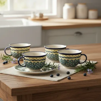 Talíř Kávová sada pro 4 osoby Bolesławiec - dek. DU1 (4 ks)