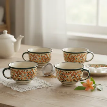 Talíř Kávová sada pro 4 osoby Bolesławiec - dek. DU52 (4 ks)