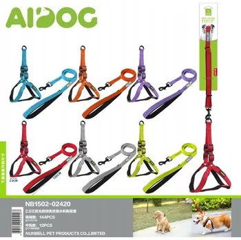 Postroj pro psa Postroj pro psa s nastavitelným obvodem a vodítkem 120 cm