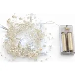 DECOLED LED světýlka na baterie bílé perly 1,3 m, ledově bílá, 10 diod, IP20 interiér, 2× AA