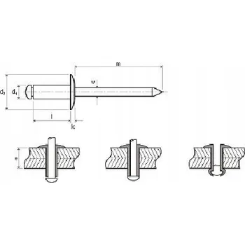 Nýt Nýt DIN 7337 Al/st 3,0 x 6 ZB Cr3+ trhací, plochá hlava / balení 500 ks