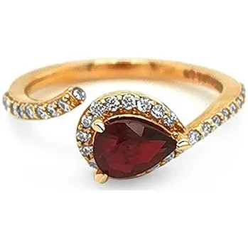 Prsten Zlatý Prsten s Rubínem a Diamanty 2010643