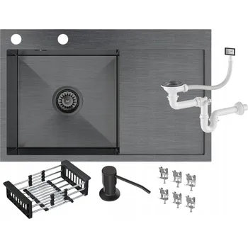 Granitový dřez Jednokomorový granitový dřez Granitan BARI ocel černý