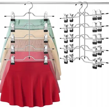 Věšák VĚŠÁKY 4VRSTVÉ S KLIPY NA OBLEČENÍ DO SKŘÍNĚ NA SUKNĚ KALHOTY 3 KUSŮ