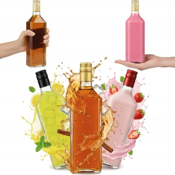 Sklenice 5 x skleněné lahve na Likéry WHISKY 500 ml se šroubovacím uzávěrem na alkohol a víno 0,5 l