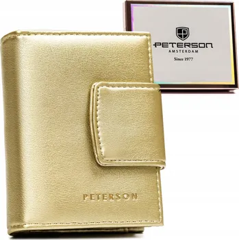 Peněženka Elegantní dámská peněženka PETERSON zlatá malá vertikální se zapínáním a RFID ochranou