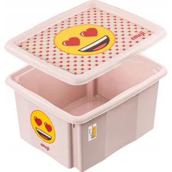 Úložný box Karolina "emoji srdíčka" otočný kontejner s víkem 24 l nordic pink srdíčka