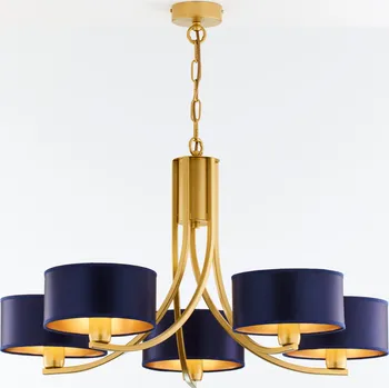 Lampa lustr elegantní krásný zlatý s tmavě modrými stínidla ARTHUR 2094 JUPITER