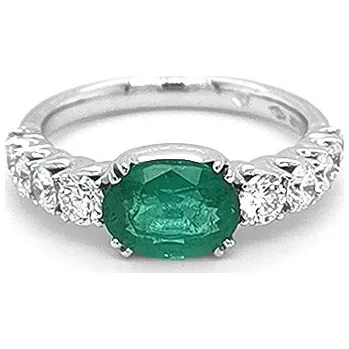 Prsten Zlatý Prsten se Smaragdem a Diamanty FAG0066