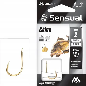 Rybářský háček Háčky zemní, splávkové, s návazcem, s otřepem Mikado SENSUAL - CHINU 8 ks