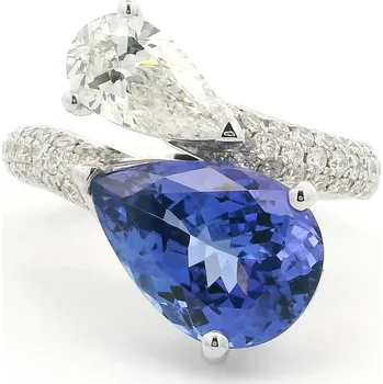 Prsten Prsten z bílého zlata s tanzanitem a diamanty 2011918