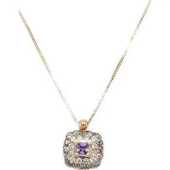 Náhrdelník Zlatý Náhrdelník s Fialovým Kamenem 7040228