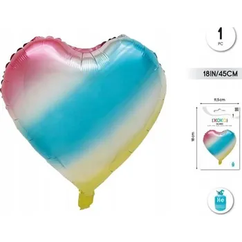 Balónek Fóliový balónek vícebarevné srdce klasické 3D 45 cm (18'')