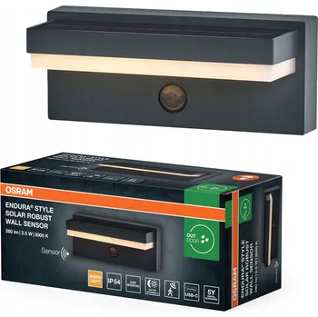 Nástěnné svítidlo OSRAM Endura Style Solární LED nástěnné svítidlo, odolné, 2,5 W, 3000 K, černé