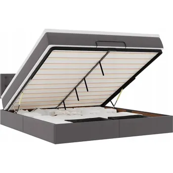 Postel VidaXL Rám postele otoman s matrací, šedá, 180x200 cm, umělá kůže