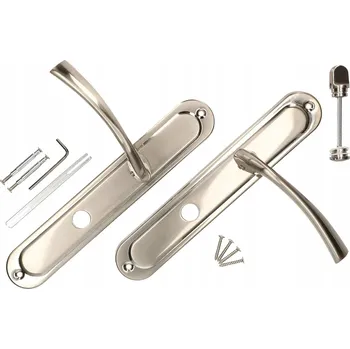 Dveřní kování Dveřní klika s WC blokací, dlouhý štít, nikl-chrom 72 mm - Barva nikl-chrom