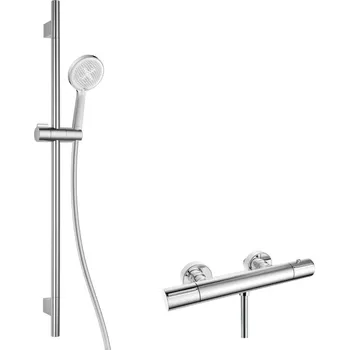 Sprchový set kielle Oudee - Sprchový set s termostatickou baterií, tyčí, hadicí a sprchovou hlavicí EcoSpare, chrom 20602SNT40