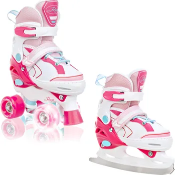 RAVEN Kolečkové brusle 2v1 Raven Lia 34/37 BÍLÁ|RŮŽOVÁ
