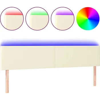 Čelo postele s LED, krémové, 160x5x78/88 cm, umělá kůže
