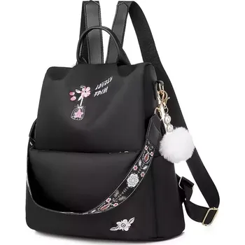 Městský batoh Dámský Crossbody batůžek s popruhem Lovely Foim Černý - Model S přívěškem