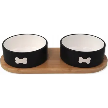 Miska pro psa Sada dvou keramických misek Dog Fantasy černá 0,4 l