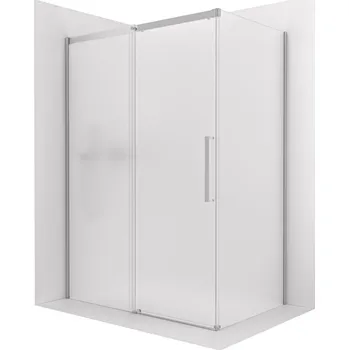 CERANO - Sprchový kout Lantono - levá - 8 mm - Soft-Close - chrom, mléčné sklo - 100x90 cm - posuvný