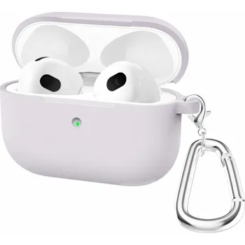 Pouzdro na mobilní telefon Silikonový obal s karabinou pro AirPods 3 - světle fialový