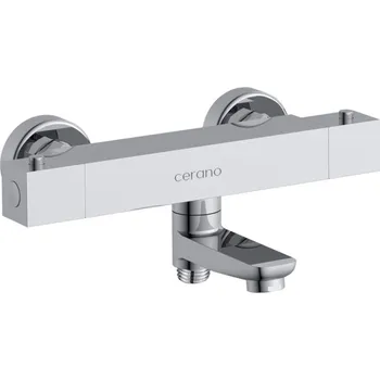 Vodovodní baterie CERANO - Vanová nástěnná baterie Lorena - termostatická - otočný výtok - chrom