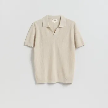 Reserved - Lněné polo tričko - krémová - 995IR-01X - 995IR-01X-XL