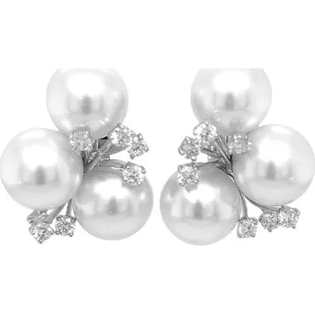 Náušnice Zlaté Perlové Náušnice s Diamanty SS AA YL40004