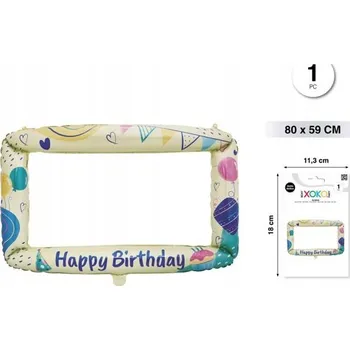 Balónek Foliový balónek rámeček Happy Birthday 80x59 Cm