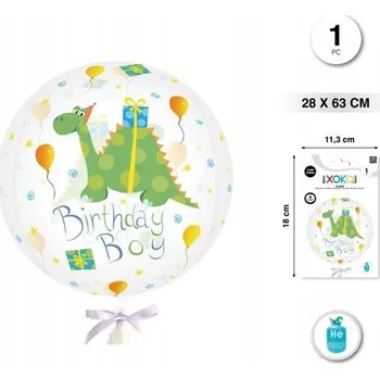 Balónek Fóliový balónek kulatý HB Boy dinosaurus 63 cm (25'')