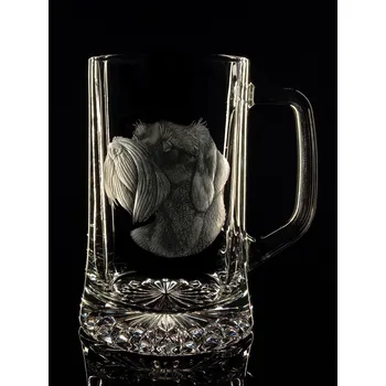 Sklenice půllitr s Českým Fouskem (hlava) - ručně ryté (broušené), dárek pro myslivce