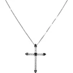 Zlatý Přívěsek Kříž s Černými a Bílými Diamanty 2050350