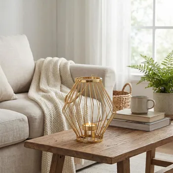 Svícen Kovový svícen s příčkami ALTOM DESIGN 19 × 19 × 20 cm zlatý