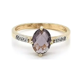 Prsten Zlatý Prsten s Fialovým Kamenem 7131462