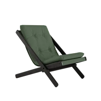 Křeslo KARUP Skládací křeslo BOOGIE černě lakované s olivově zeleným potahem