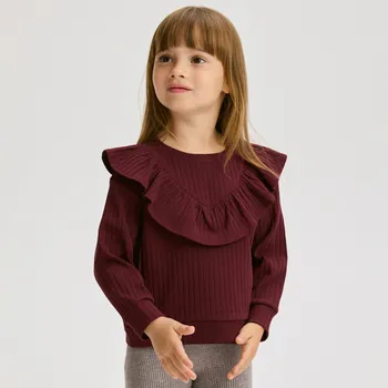 Reserved - Tričko s volánkem - hnědá - 406FT-83X - 406FT-83X-80