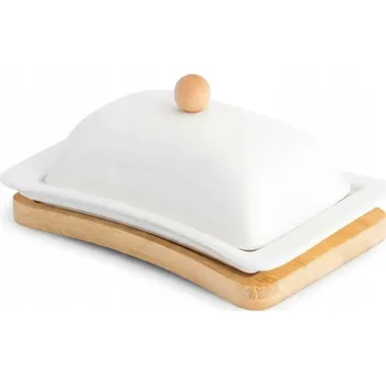 Máslenka Porcelánová máslenka s víkem na bambusovém prkénku Altom Design Regular