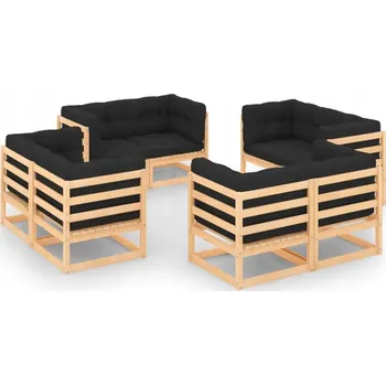 Zahradní sestava Zahradní nábytek z masivu Vida černý 8 dílů